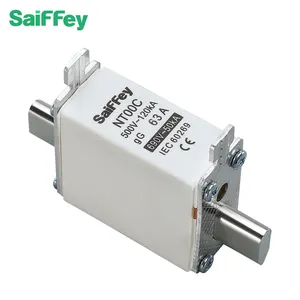 Saiffey NT00C 63A AC 500/690V GG Knife Type Fuse Link And Base Square Fast-acting Copper Cartridge Fuse