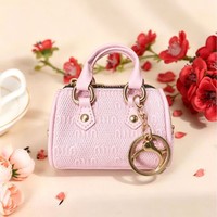 Dompet Mini untuk Wanita dengan Penutup Ritsleting Bahan PU Serbaguna Dompet Koin Fashion Tas Penyimpanan Earphone Tas Kecil