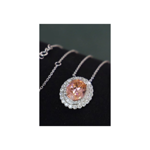 สร้อยคอจี้รูปไข่สีเงินสเตอร์ลิงสำหรับผู้หญิง925ชุบโรเดียมเซอร์คอนจาก Morgan - Product Image 1