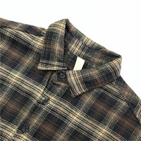 Chemises en flanelle de polyester à carreaux avec logo personnalisé pour hommes Veste d'hiver à bouton unique avec logo à l'avant