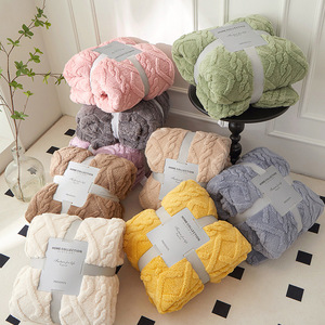 Couverture en flanelle polaire unie pour bureau et canapé, style bohème, toutes saisons, vente en gros - Product Image 1