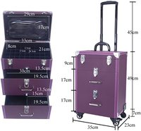 Malette en cuir de luxe pour salon de coiffure, de beauté, avec roulettes, pour poser le maquillage, les cosmétiques, nail-Art
