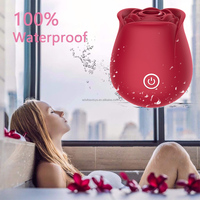 Rosen-Lutsch-Vibrator und Brustwarzenstimulator für Frauen, 10 Intensitätsstufen Saugnapf-Kitzelvibrator in Rosenform
