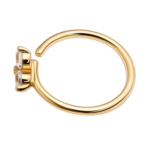 Piercing Stories 14K Solid Gold3 CZ Stones Blumen oberteil Nahtlose Nasenringe Körpers chmuck - Product Image 5