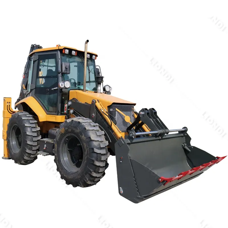 Hoge Efficiëntie 4wd 4X4 Front Backhoe Loader Kleine Graafmachine Wiellader Te Koop