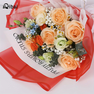 Qibai 20pcs rouge bord magique translucide fleur papier d'emballage étanche Durable <span class=keywords><strong>Rose</strong></span> Bouquet Wrap pour mariages artisanat autocollants - Product Image 1