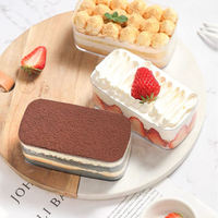 Boîte de rangement transparente en plastique PET pour tiramisu, avec couvercle, pour biscuits carrés, gâteaux, pâtisseries, aliments, noix, emballage alimentaire
