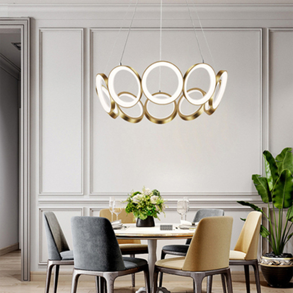 Modern Luxury Pendant Light Gold Hanging Light Livingroom Originality Circle Led Ring Chandelier · image 4