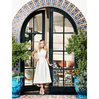 Porte d'entrée double vitrée minimaliste pour villa française, cadre en fer forgé et acier, portes vitrées d'entrée principale intérieures pour maison