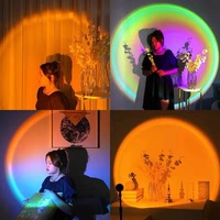 Projecteur Lampe Coucher de Soleil avec Télécommande - Lumière LED Coucher de Soleil à 16 Couleurs Changeantes, Rotation à 180 Degrés, Lumières Arc-en-ciel pour Chambre à Coucher