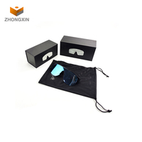 Boîte d'emballage en papier noir personnalisé pour lunettes Solar Eclipse Boîtes d'emballage cadeau magnétiques de luxe pour lunettes de soleil