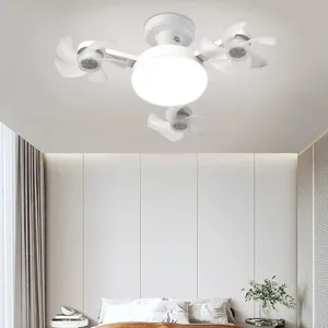 Ventilador de techo premium <span class=keywords><strong>con</strong></span> luz, casquillo E26/E27, <span class=keywords><strong>con</strong></span> 4 cabezales, múltiples bombillas, <span class=keywords><strong>control</strong></span> <span class=keywords><strong>remoto</strong></span>, para decoración moderna de dormitorio o despensa. - Product Image 4