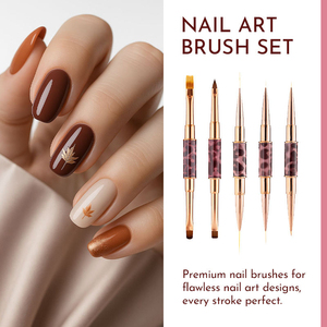 Pinceau à ongles double embout imprimé léopard avec manche métallique, liner en nylon pour gel UV, manucure en salon - Product Image 5