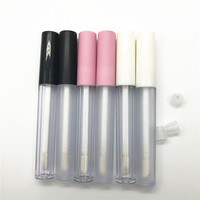 Flacon distributeur de brillant à lèvres rond de 2,5 ml, avec capuchon blanc givré de qualité supérieure, flacon de brillant à lèvres rose
