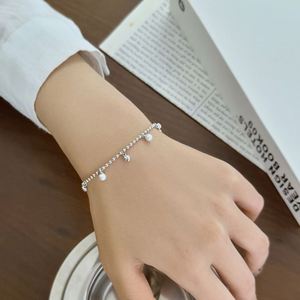 Dylam Grace Design Fine 925 Sterling Silver Rhodium Plated Beads Chain <b>Love</b> Heart Pearl Multiple Pendant <b>Bracelet</b> for Women - Product Image 3