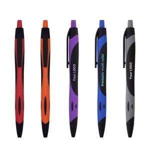 Best OEM Custom Printed Logo Bulk Plastic Ballpoint <b>Pens</b> Multicolored Rubber Coated Retractable 1.0mm Custom Brand Office/School - Product Image 1