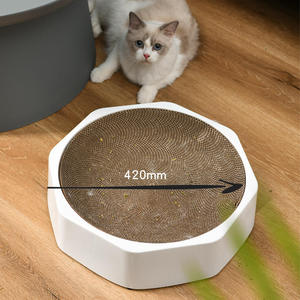 Modern Cat <strong>Scratcher</strong> Bed | Durable Corrugated Cardboard Cat <strong>Lounge</strong> with Plastic Base for Indoor Cats - Product Image 6