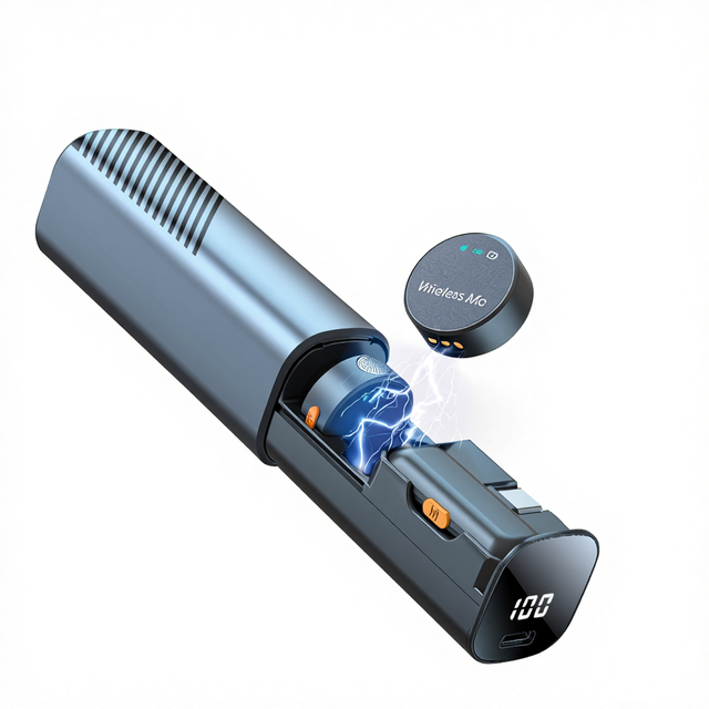 2 Mic Magnetic Digital 2.4G Wireless Lavalier Conference Microphone Noise Cancelling for IPhone/Android Mini Size LED Lights