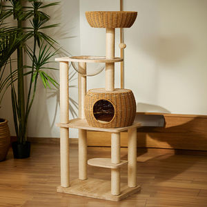 Lüks Modern mobilya büyük kedi ağacı kulesi Rattan dokuma ahşap Sisal <span class=keywords><strong>Pet</strong></span> tırmanma Scratcher <span class=keywords><strong>Post</strong></span> kınamak kedi ağaçları ev - Product Image 3