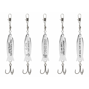 LUSHAZER Lot de 5 leurres de pêche personnalisés gravés en forme de cuillère, 9 cm 12 g, appât métallique personnalisé, <span class=keywords><strong>cadeau</strong></span> pour papa, matériel de pêche pour hommes - Product Image 1