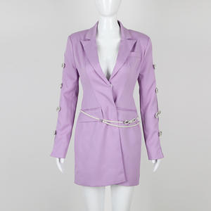 Bettergirl di alta qualità abito di vendita calda con risvolto diamante con fiocco di perle vestito da <span class=keywords><strong>donna</strong></span> <span class=keywords><strong>abbigliamento</strong></span> da <span class=keywords><strong>donna</strong></span> 2024 abiti da <span class=keywords><strong>donna</strong></span> viola corti - Product Image 2