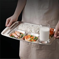 Assiette Repas Bento Réutilisable Moderne en Acier Inoxydable Écologique et Durable Lekfre avec 5-6 Compartiments pour Enfants à l'École
