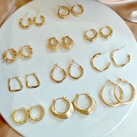 Anting-anting hoop bergaya barat dari paduan seng, desain minimalis unik, bentuk tidak beraturan, polos, dan trendi.