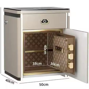 Mesa de <span class=keywords><strong>Noche</strong></span> de Madera Maciza con Compartimentos Secretos y Seguros, Mesita de <span class=keywords><strong>Noche</strong></span> de Madera Negra <span class=keywords><strong>Gris</strong></span> Oscuro - Product Image 4