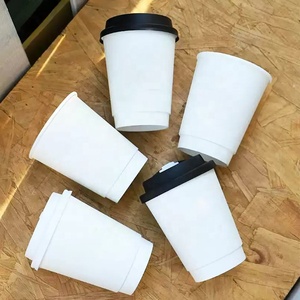Vasos de café ecológicos de papel blanco de doble pared de 16/12/8 oz con impresión de logotipo personalizado, desechables, con revestimiento de PE de grado alimenticio. - Product Image 4