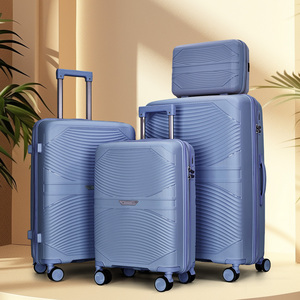 Vente directe universelle – Ensemble de 4 pièces (13, 20, 24, 28) en PP et polyester, moderne, imperméable, poignée souple, roulettes fixes, léger - Product Image 4