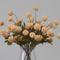 IJ011 Faux Silk Crisantemo Pompón Seda Flor Bola Diente De León Flores artificiales Plantas Ramo para la decoración de la boda