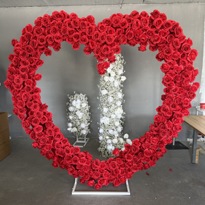 Panel de arco de flores de corazón Rosa Blanco para boda, arco de flores de corazón rosa, telón de fondo de arco de flores de corazón, seda artificial para Decoración - Product Image 6