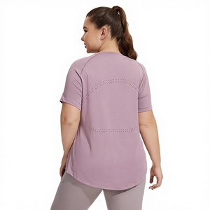 Wholesale Plus Size Soft Breathable T-shirts High Quality Regular Fit Front Logo Printing Women Short Sleeve Yoga Workout <b>Top</b> - Product Image 2