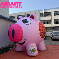 Décoration d'activités, cochon gonflable rose de dessin animé avec logo à des fins publicitaires