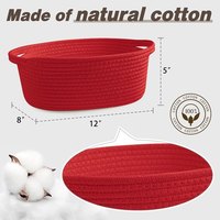 Ensemble de paniers cadeaux de Noël en corde de coton rouge faits à la main, multifonctionnels, colorés et pliants, avec sacs-cadeaux et rubans