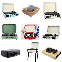 Enregistreur de plateau en cuir PU personnalisable, en usine, avec connecteur bluetooth, vinyle, sans fil, jeu avec haut-parleur