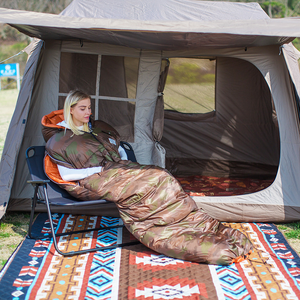 Kalınlaştırılmış Sıcak Kapüşonlu Giyilebilir Pelerin Uyku Tulumu Yetişkinler İçin Açık Hava Kampı ve Yürüyüş - Product Image 4