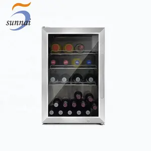 Hot Sale 66L Stainless Steel Single Zone Glass Door Beverage Refrigerator Household Hotel Mini Bar Fridge