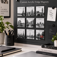Aimants de réfrigérateur personnalisés illustrés de villes, aimants décoratifs en acrylique pour souvenirs de voyage, cadeaux emblématiques, vente en gros directe usine