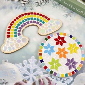 Base de Madera Mosaico con Ranuras de Bambú, Ecológica, Color Personalizable, Forma Irregular, Tablero de Mesa, Arte Artesanal Infantil - Product Image 2