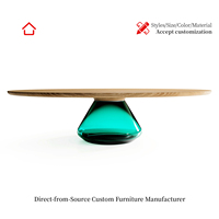 Mesa de Centro Italiana Minimalista de Lujo Ligero, Personalizable, Madera Maciza Norteamericana + Base de Metal con Tapa de Piedra de Lujo, para Casa de Alta Gama