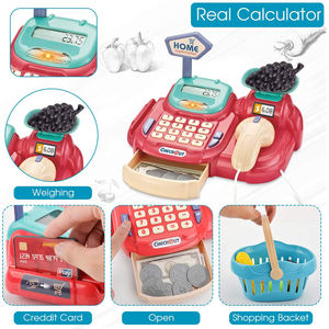 26 Pcs <strong>Children</strong> Girls Toys Supermarket Pretend Play Shopping Money Toy for Kids, with Scanner <strong>Till</strong> Cash Register Toy - Product Image 3