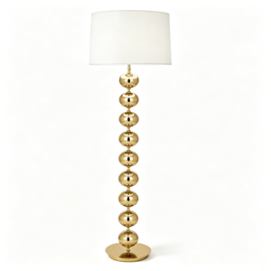 Lampe sur pied de luxe en or avec boules empilées, lampe sur pied en métal poli avec abat-jour en tissu pour la décoration de salon de villa - Product Image 2