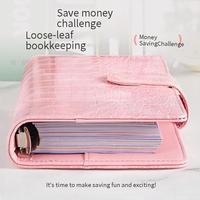 Carnet de budget A6 personnalisé en PU imprimé crocodile, avec reliure à 6 anneaux, pour défi d'épargne et journal de poche