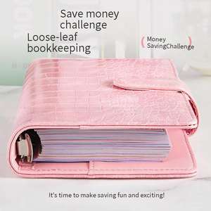 Cuaderno planificador de presupuesto de hojas sueltas con estampado de cocodrilo de PU A6 personalizado Carpeta de 6 anillas diario de bolsillo de desafío de ahorro - Product Image 4