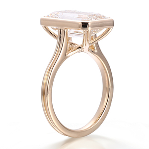 Кольцо с бриллиантом 4 карата, классический стиль, женское украшение, 10-каратное желтое золото с инкрустацией из изумрудной огранки, сертифицированный IGI лабораторный бриллиант, обручальное кольцо - Product Image 4