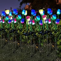 Lampes solaires LED décoratives pour jardin, fleurs de tulipes, étanches, pour patio, cour, clôture, pelouse, allée