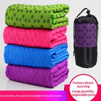 Serviettes de yoga en maille épaissie avec fibres fines et particules de résine, 183 cm, lavables en machine pour le fitness