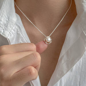 Collar de Perlas de Plata Pura S925 con Cadena Chopin, Accesorio de Estilo Retro Francés para Mujer, Producto Y00156 - Product Image 1