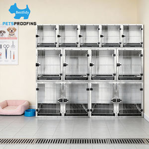 Clinique de luxe vétérinaire robuste modulaire élevage Animal en acier inoxydable vétérinaire chien Cage chenil <span class=keywords><strong>cages</strong></span> avec murs solides - Product Image 1